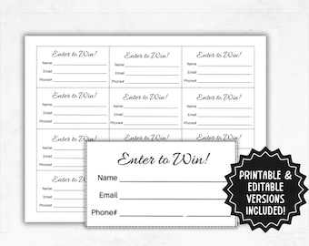 Printable Raffle Tickets | Editable Raffle Tickets Template | Enter To Win Printable Ticket