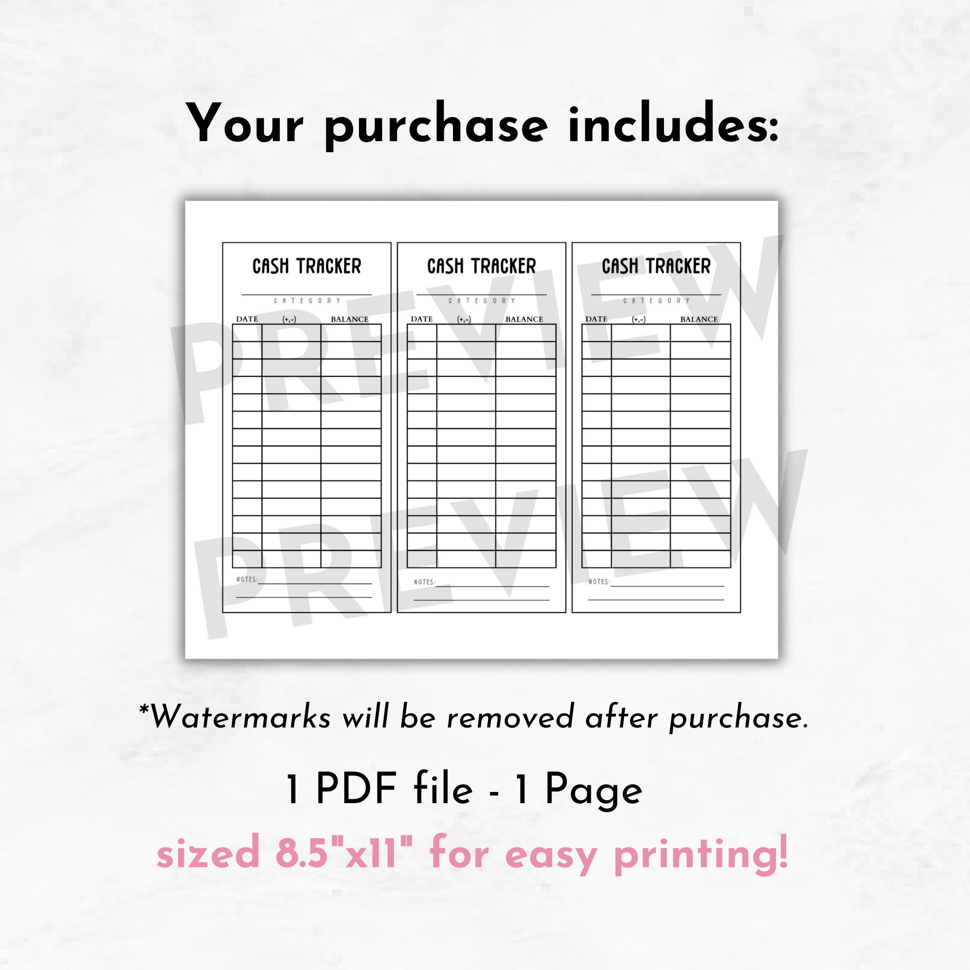 Cash Tracker Inserts | Printable Cash Tracker for Cash Envelopes | Cash ...