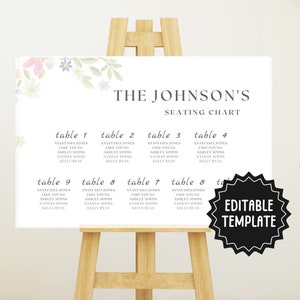 Wedding Seating Chart Template | Editable Wedding Table Plan | Mordern Minimalist Wedding | Wedding Poster Seating Arrangement Template
