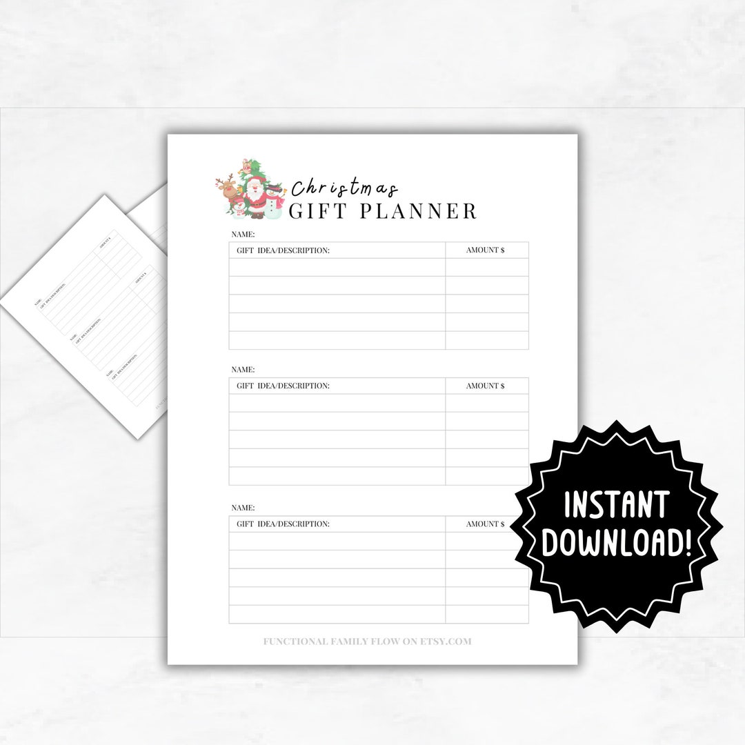Christmas Gift List Printable Planner | Gift Idea Tracker | Gift ...