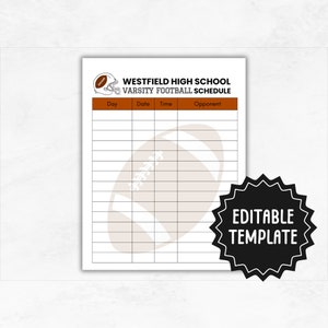 Football Season Planner Template | Printable Football Game Schedule ...