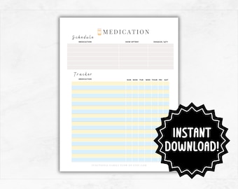 Medication Tracker | Printable Medication Chart | Medication Log | Doctor Visit Medication List | Medication Schedule