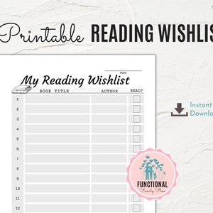 Book Wish List | Printable Reading Planner | Reading Journal Page ...