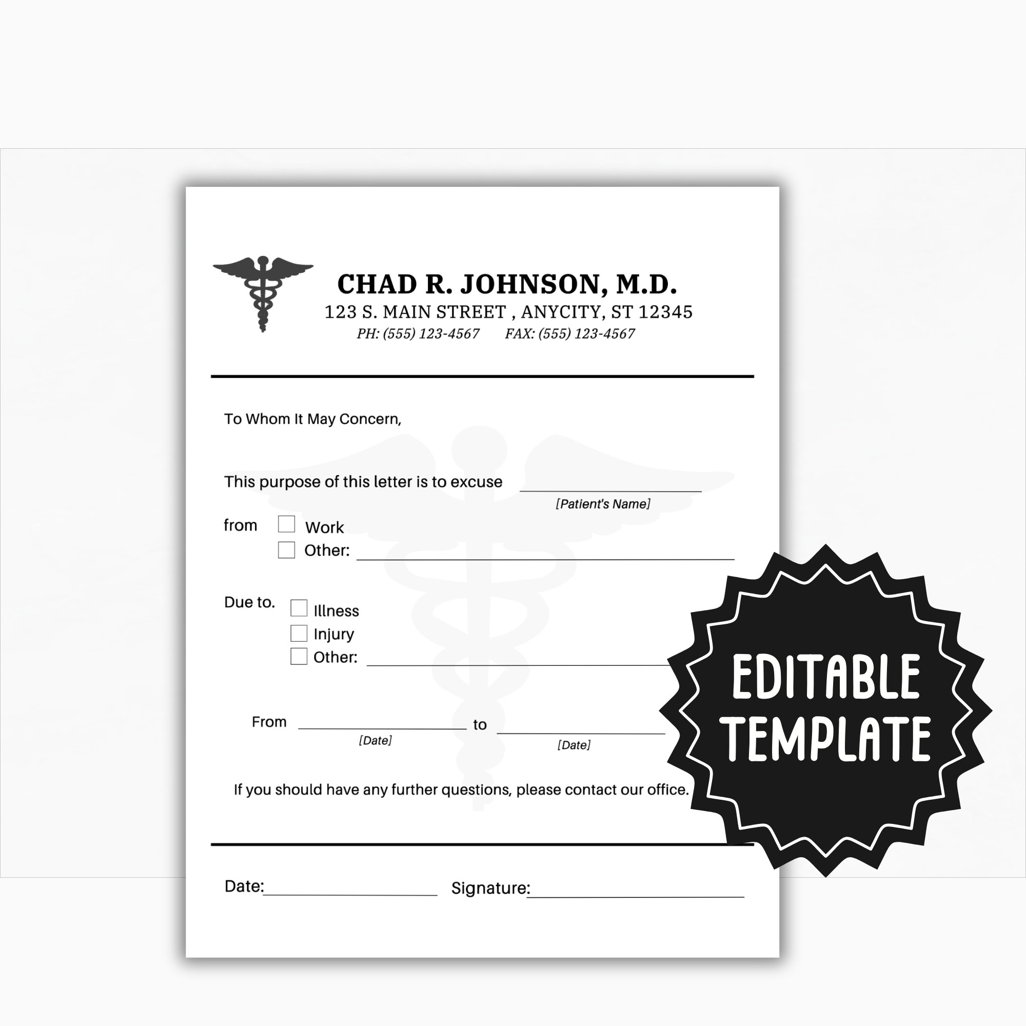 Fillable Doctors Note | Editable Doctor Excuse Note | Custom Drs ...