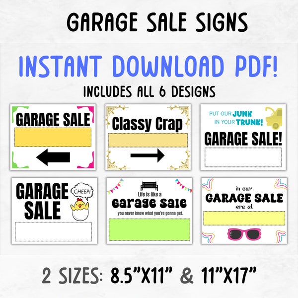 Printable Yard Sale Signs | Printable Garage Sale Signs | Garage Sale Posters | Yard Sale Signs and Flyers Bundle