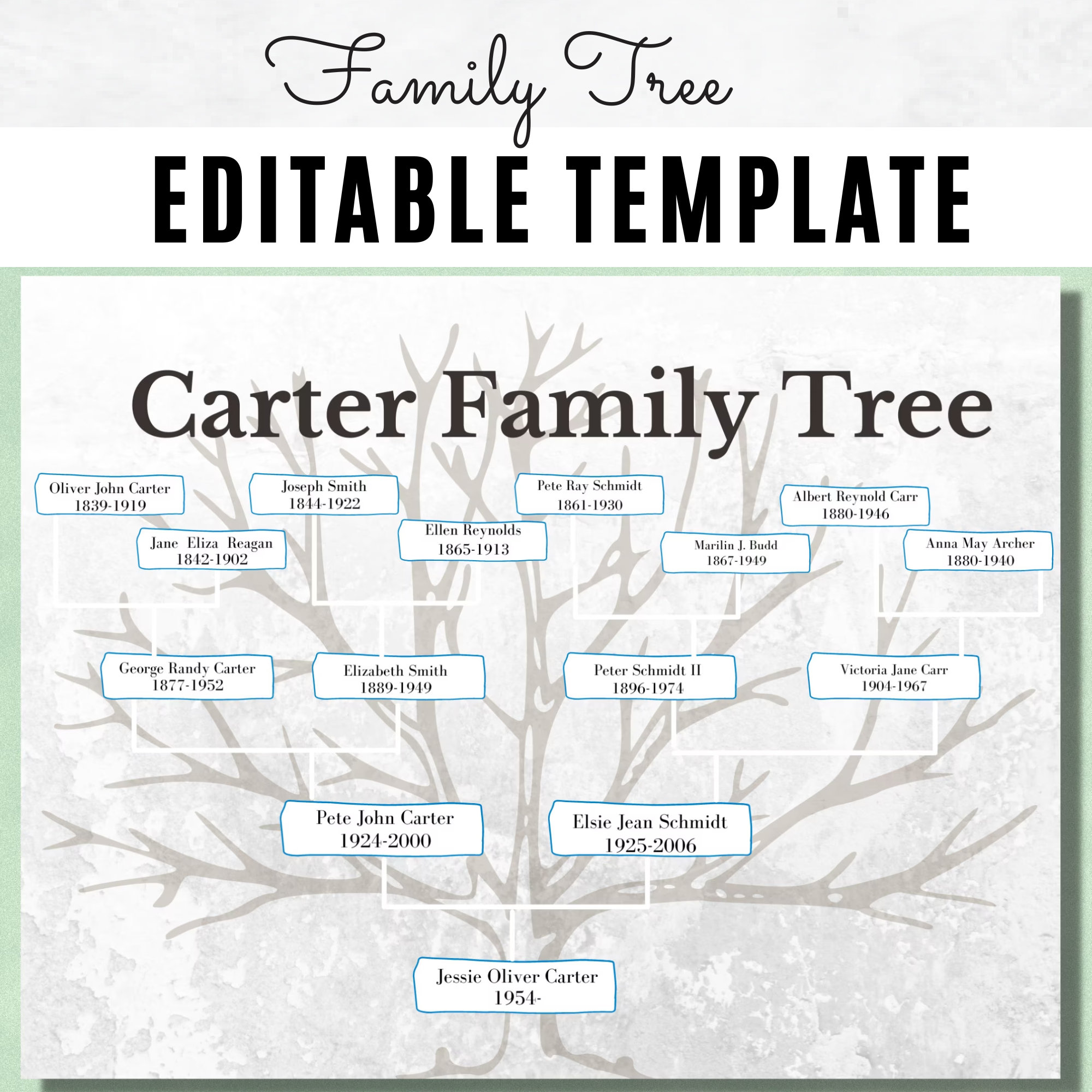 Family Tree Template Editable Family Tree Chart Create Your Own Family Tree  Printable -  Denmark