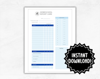 Homeschool Report Card - Etsy