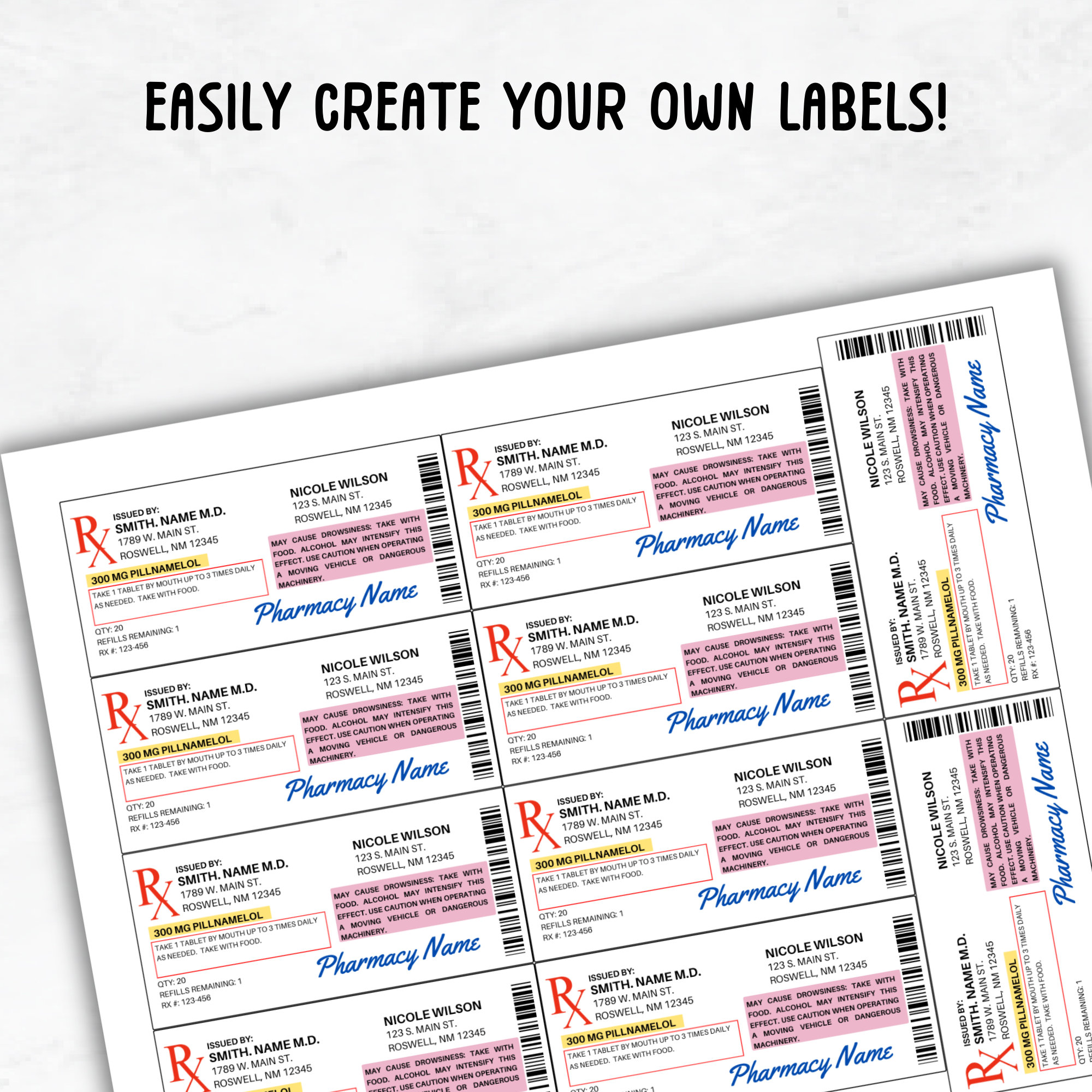 Fun Rx Label Prescription Labels Template | Editable RX Bottle Label Template | Fun ...