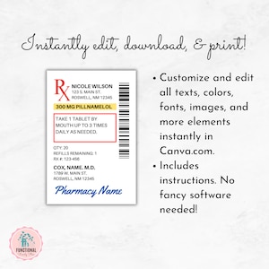 Novelty Prescription Label Template | Editable Fun Pill Bottle Label ...