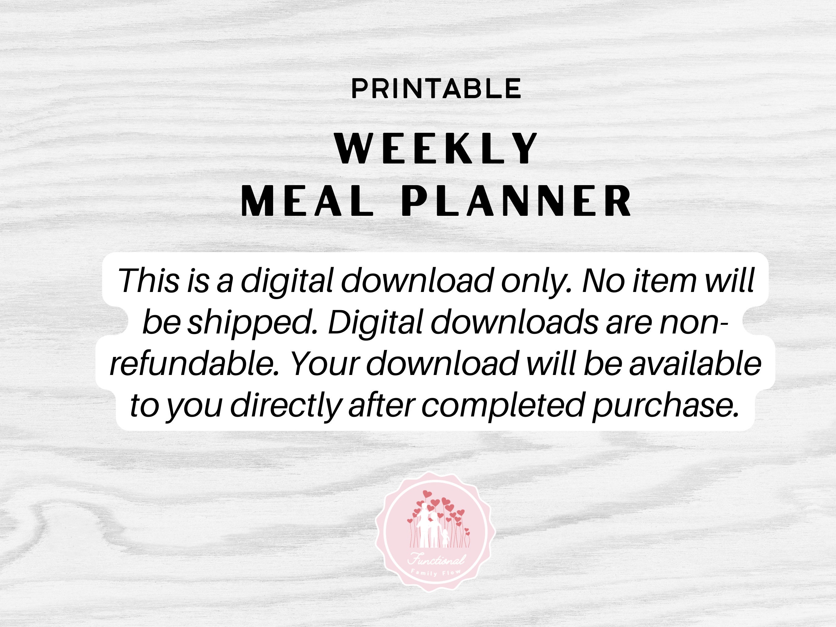 Weekly Meal Planner Page Printable 7 Day Menu Meal Plan - Etsy