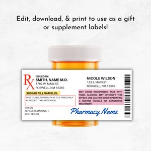 Prescription Labels Template | Editable RX Bottle Label Template | Fun ...