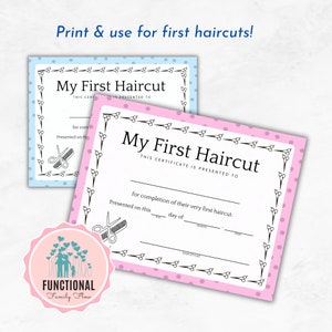 My First Haircut Certificate Printable First Haircut Salon Barber