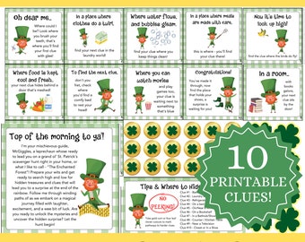 St. Patrick's Day Treasure Hunt | Printable Leprechaun Indoor Scavenger Hunt for Kids | St. Patrick's Day Scavenger Hunt Activity Kit