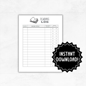 Reading Log | Printable Reading Tracker | Books to Read | Book Log | Books I Have Read Reading Sheet