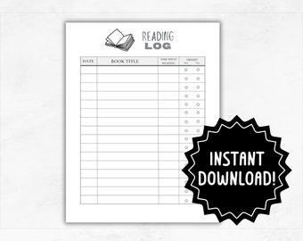 Reading Log | Printable Reading Tracker | Books to Read | Book Log | Books I Have Read Reading Sheet