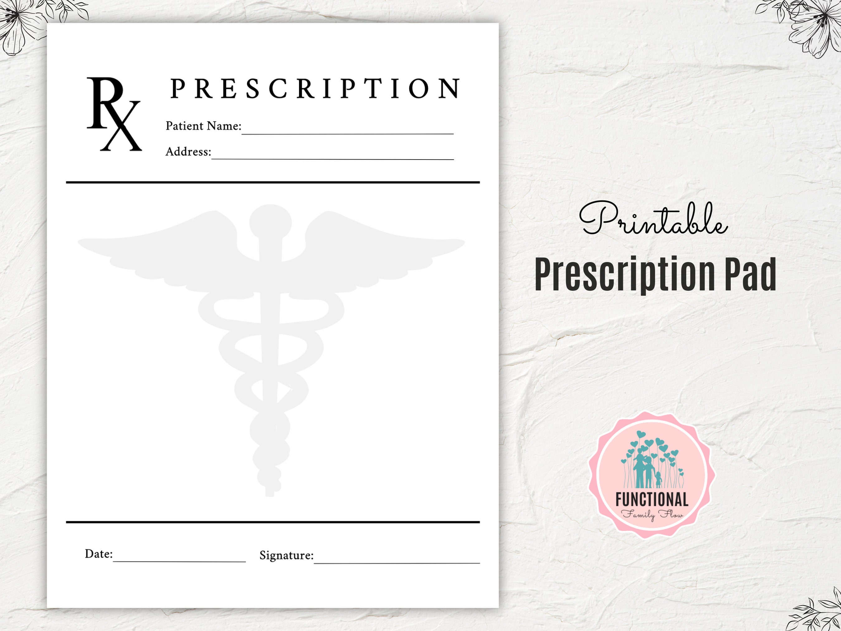 Blank Prescription Pad Printable Prescription Pad Page Rx Etsy Australia