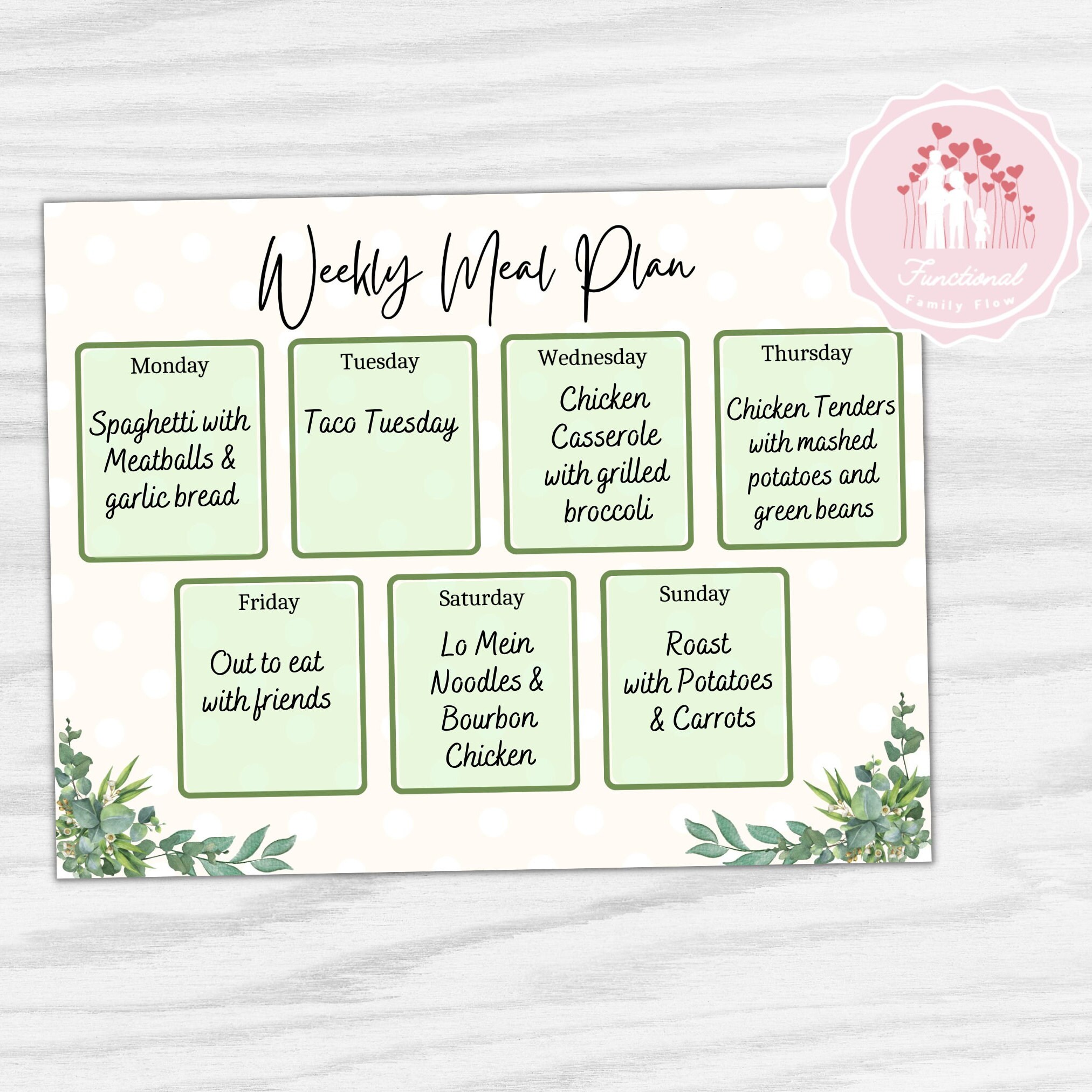 Weekly Meal Planner Page | Printable 7 Day Menu | Meal Plan for Fridge ...