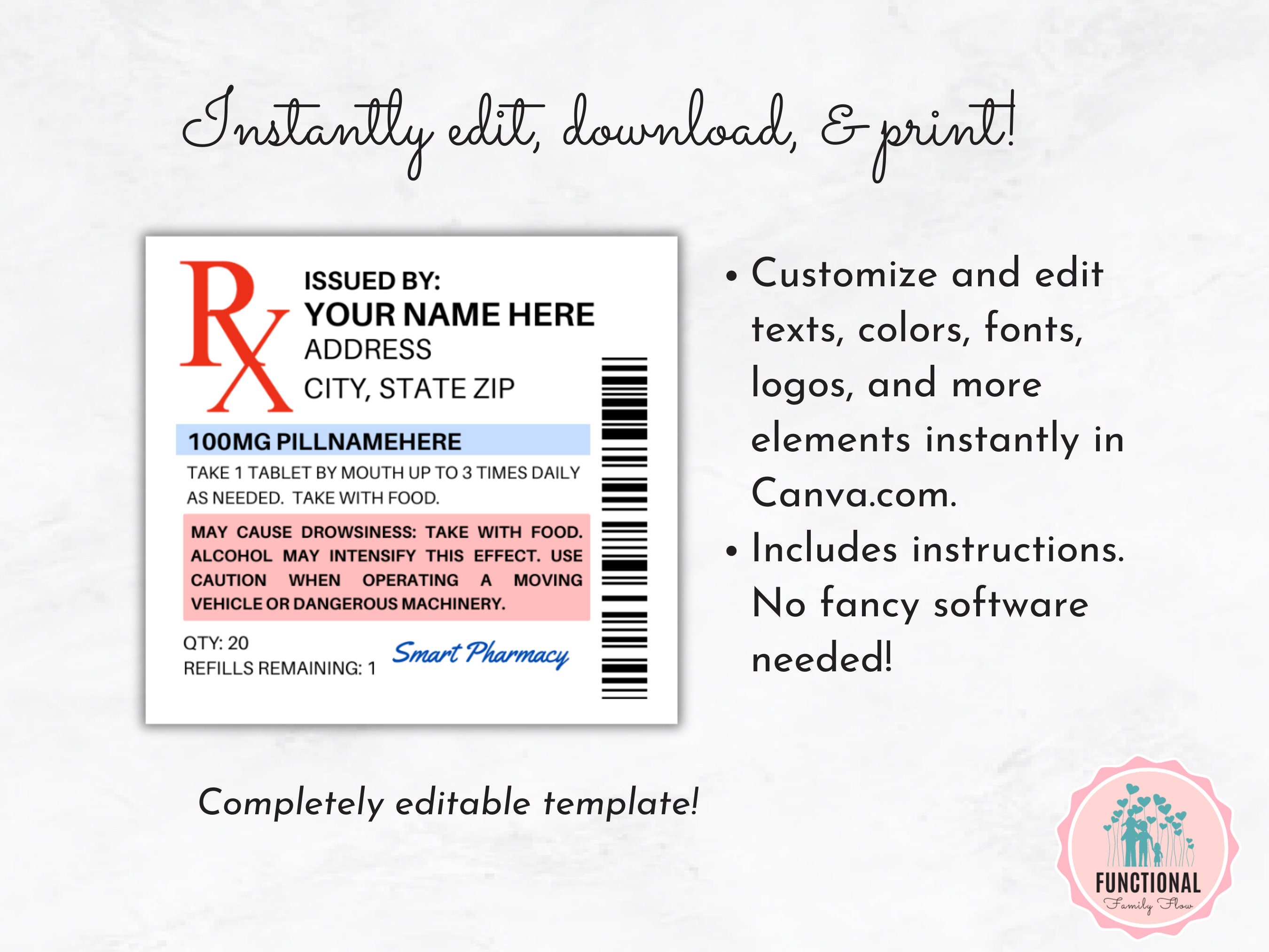 Walgreens Prescription Bottle Label Template Walgreens Prescription Bottle Label Template