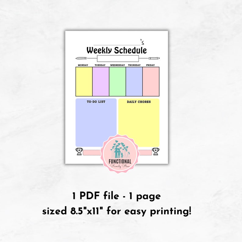 Kids Weekly Planner | Printable Weekly Schedule | Kids Weekly Plan ...