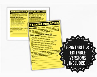 Fake Parking Ticket Template | Printable Parking Ticket Citation | Editable Parking Violation Ticket | April Fools Day Parking Ticket Prank