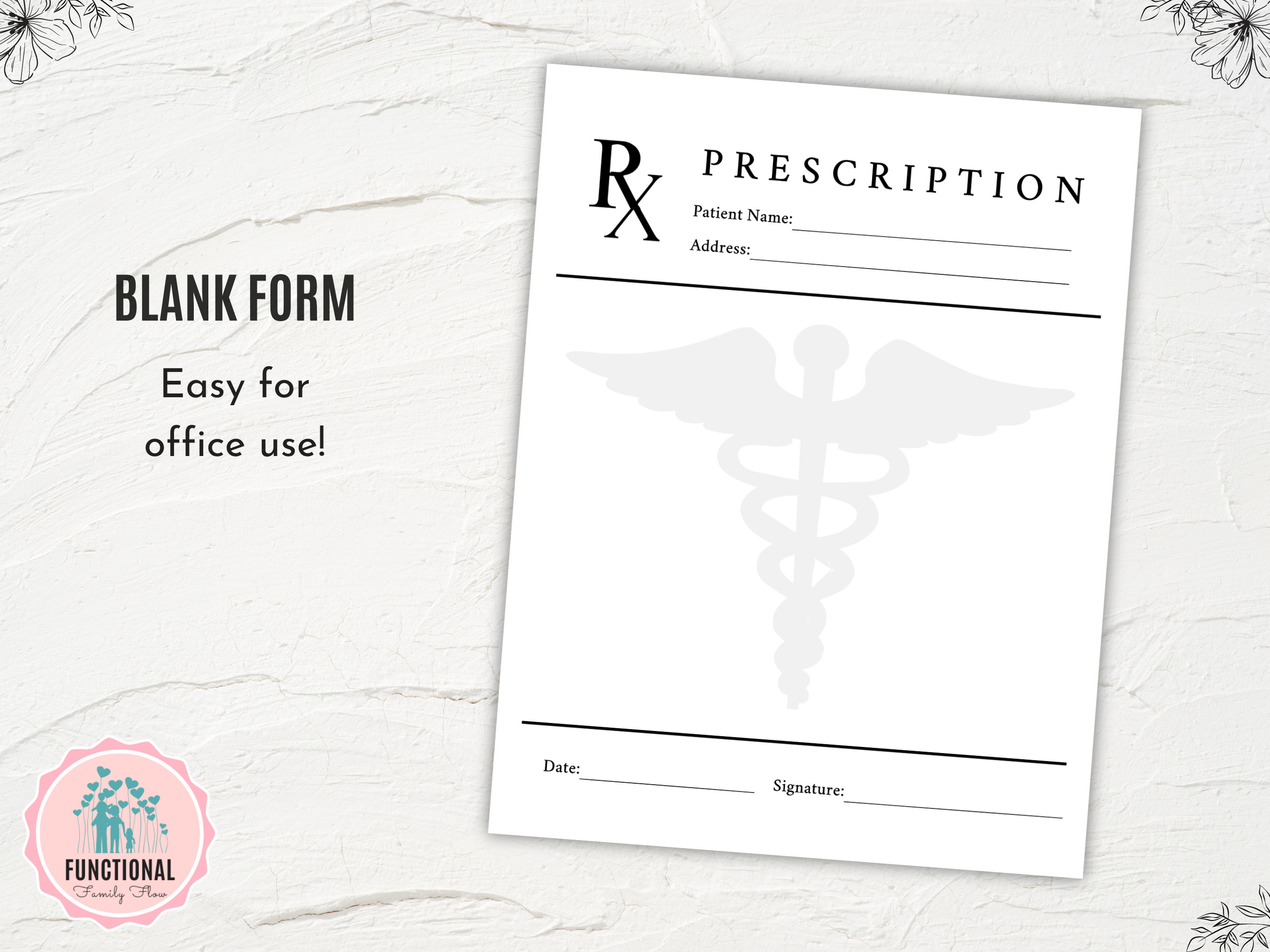 Blank Prescription Pad Printable Prescription Pad Page Rx Etsy