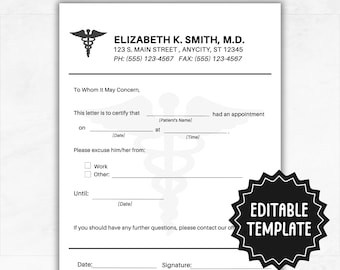 Note à remplir pour les médecins | de Note d&#39;excuse du médecin | Bloc-notes Drs personnalisé | Lettre d&#39;excuse du médecin | Note d&#39;excuse modifiable pour l&#39;école