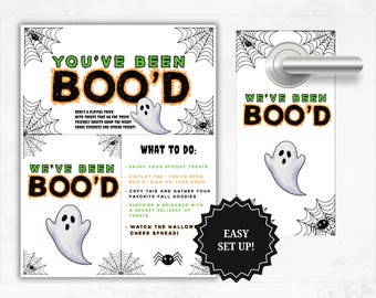 You've Been Booed Halloween Kit | Boo Basket Label | You've been Boo'd Door Hanger Flyer (PDF)