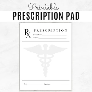 Bloc-notes vierge | Page imprimable pour carnet d'ordonnances | Bloc-notes sur ordonnance Rx | Formulaire d'ordonnance | Feuille de prescription