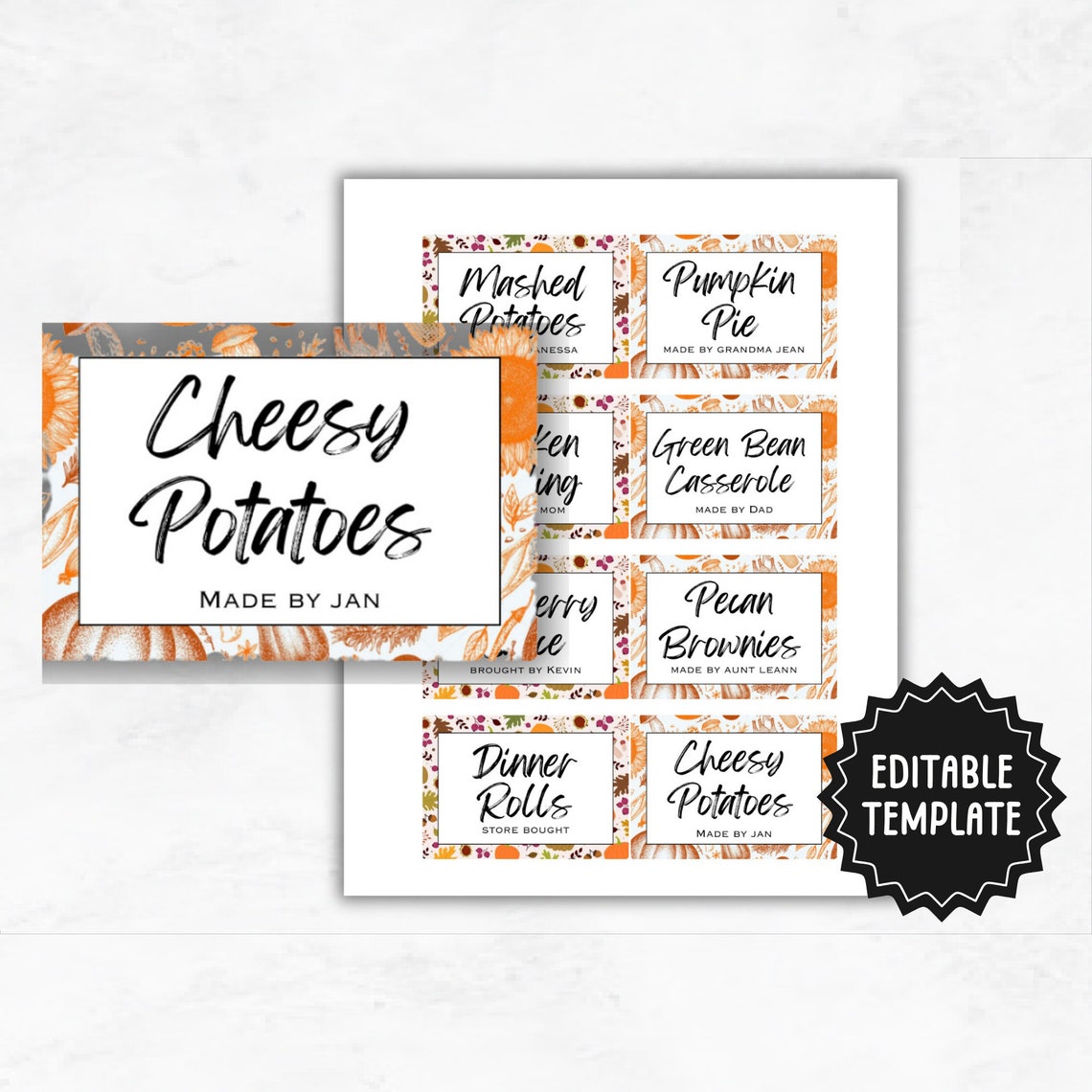 Potluck Labels Printable Thanksgiving Labels | Editable Thanksgiving Dinner Tags ...
