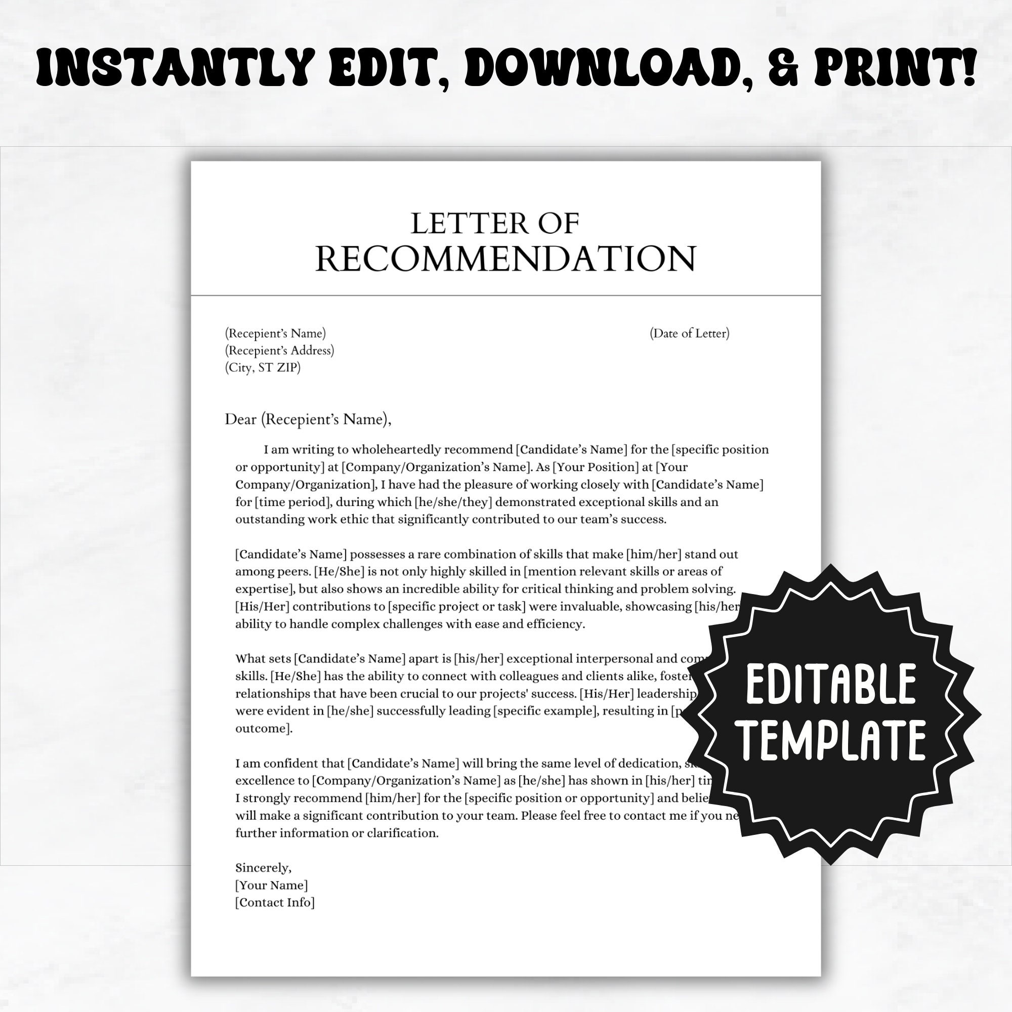 professional-letter-of-recommendation-template-editable-recommendation-letter-for-employee-job-reference-letter-job-reference-letter-etsy for Free Printable Letter Of Recommendation Template Professional Letter of Recommendation Template | Editable Recommendation Letter for Employee | Job Reference Letter | Job Reference Letter - Etsy for Free Printable Letter Of Recommendation Template