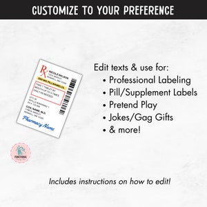 Novelty Prescription Label Template | Editable Fun Pill Bottle Label ...