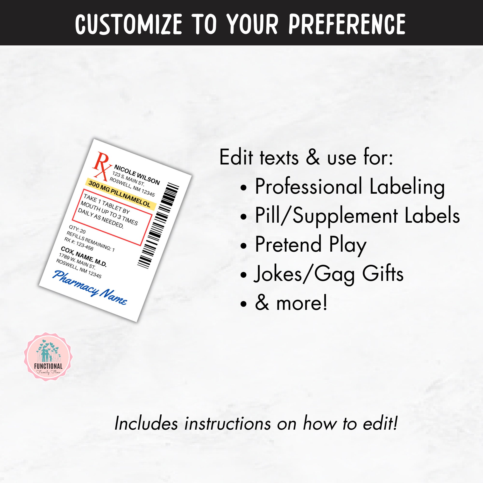 Prescription Bottle Label Template