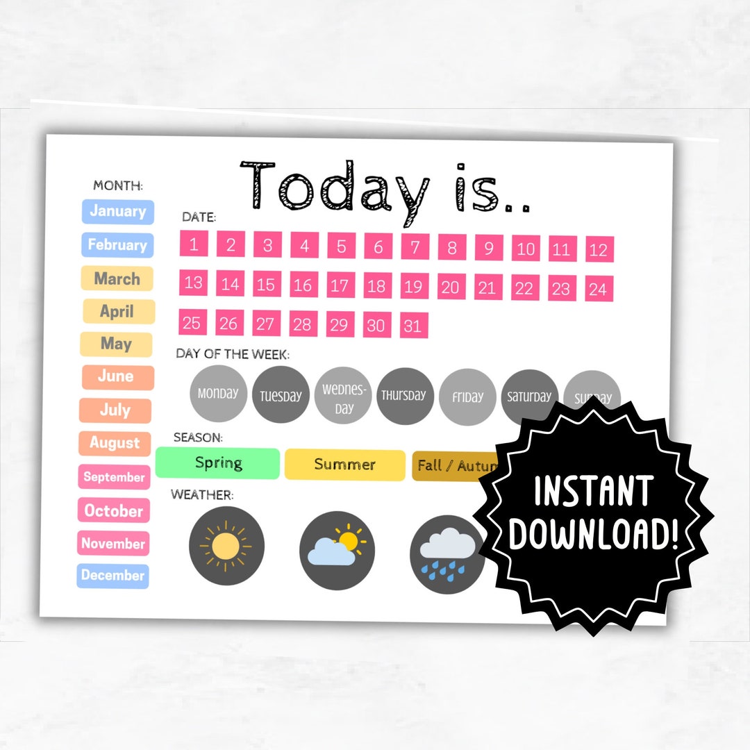 Printable Preschool Calendar Worksheet | Homeschool Daily Calendar ...