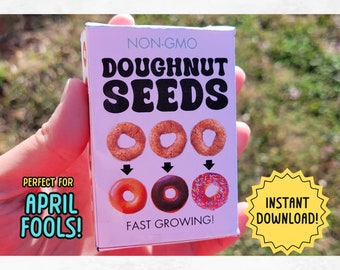 April Fools Day Prank | Doughnut Seeds | April Fools Day Joke Idea | Printable Donut Seeds Box | Prank Joke Kids Doughnut Seeds Activity