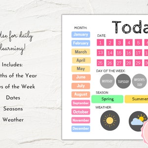 Printable Preschool Calendar Worksheet | Homeschool Daily Calendar ...
