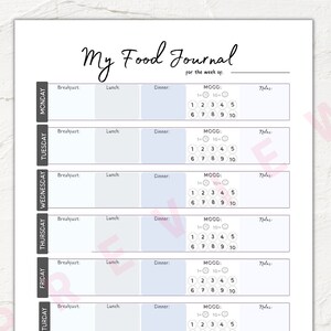 Food Journal | Printable Food Diary | Daily Food Log | Fitness Diet ...