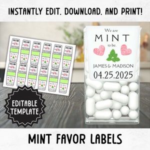 Mint To Be Labels Template for Tic Tac Containers | Create Your Own Mint Wedding Favor Labels | Editable Tic Tac Labels for Wedding Favors
