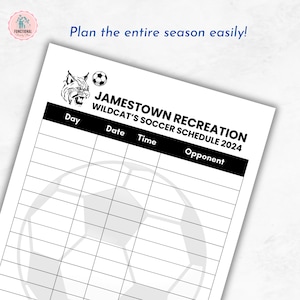 Soccer Schedule Template | Editable Soccer Game Calendar | Printable ...