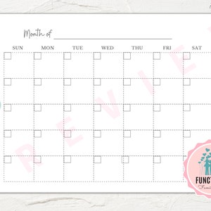 Blank Monthly Calendar Page | Printable Empty Calendar Page | No Dates ...