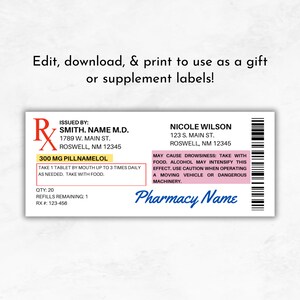 Prescription Label Template | Editable Horizontal RX Bottle Label ...