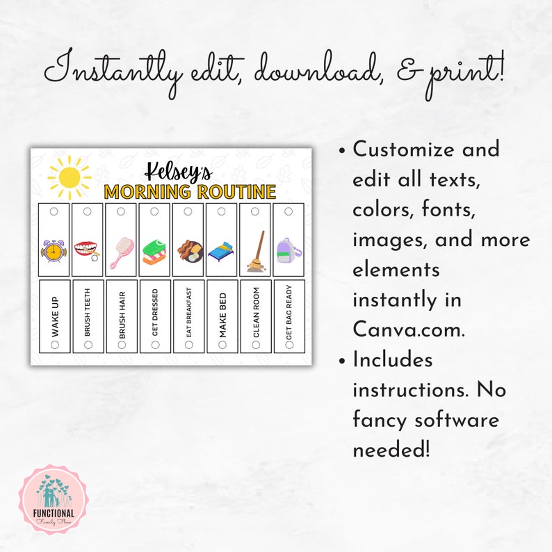 Kids Flip Routine Chart | Editable Visual Schedule for Children ...