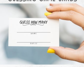 Guessing Game Cards | Printable Guess How Many Game Card Entries | Guess Cards | Bridal Shower Guessing Game | Guess How Many Game Card
