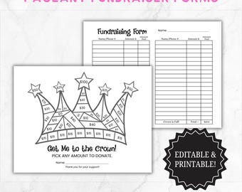 Pageant Fundraiser Form Template: Editable Printable Flyer (11x8.5) (Digital Download)