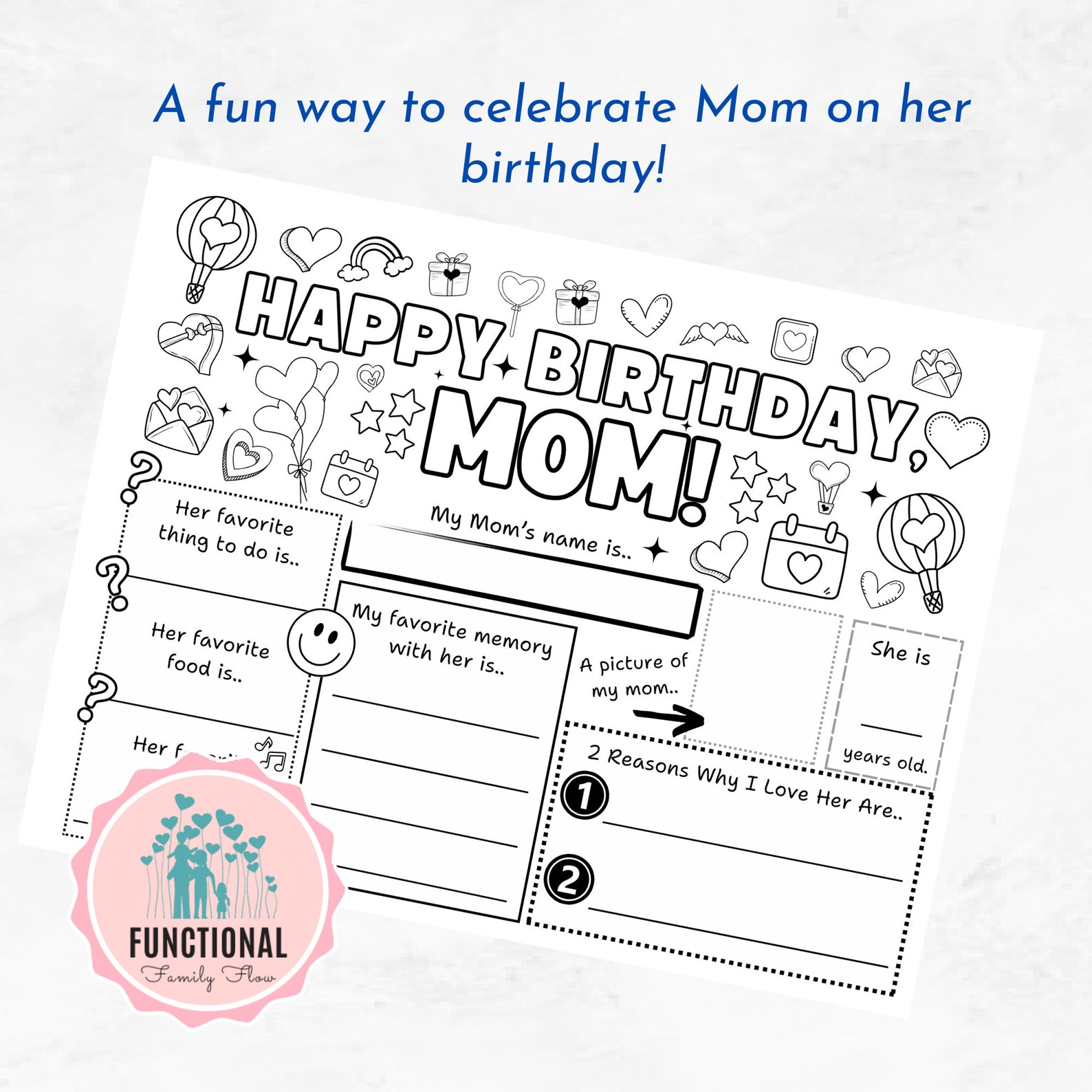 Happy Birthday Mom Coloring Page | Printable Happy Birthday Mom ...