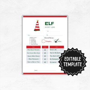 Carta personalizada de Santa Insert / Boleta de calificaciones de elfo / Carta de Nochebuena imprimible / Carta de Elfo