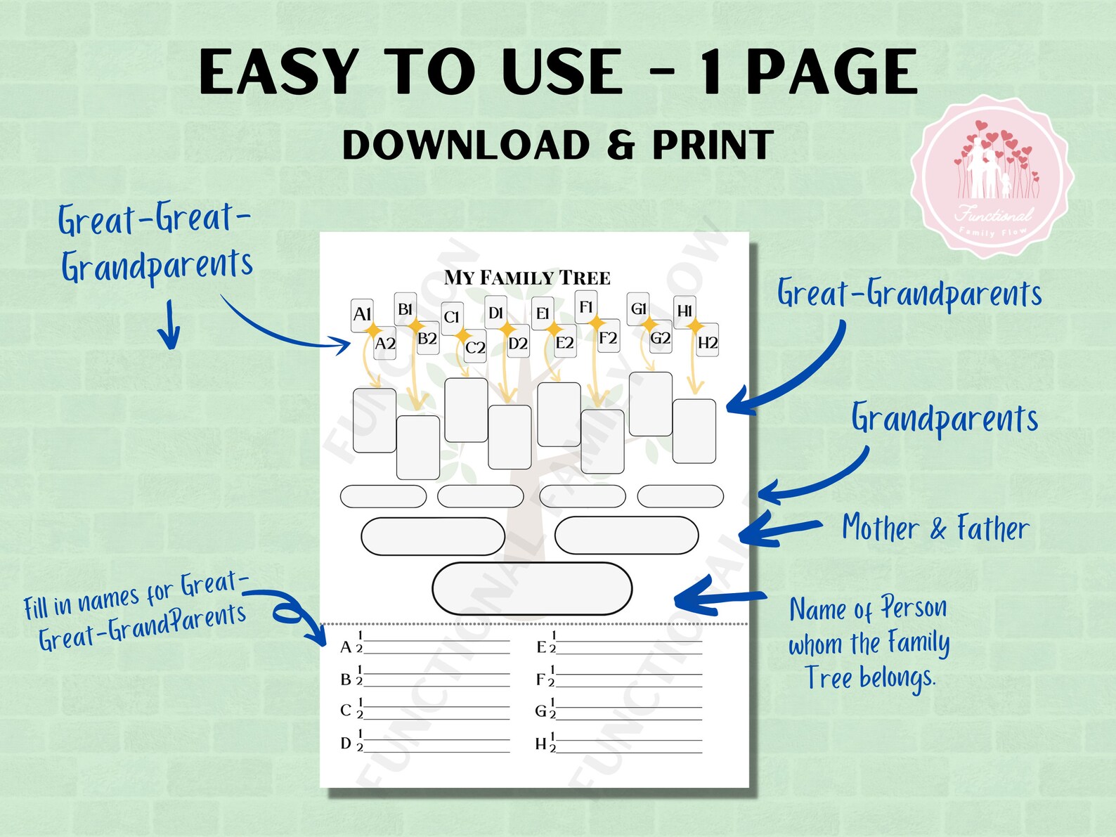 Family Tree Chart Printable Blank Ancestry Map Family Tree - Etsy