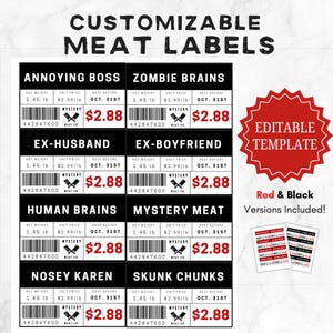 Editable Halloween Meat Labels | Printable Meat Sticker | Fake Meat Labels | Custom Meat Labels for Halloween | Fake Meat Tags