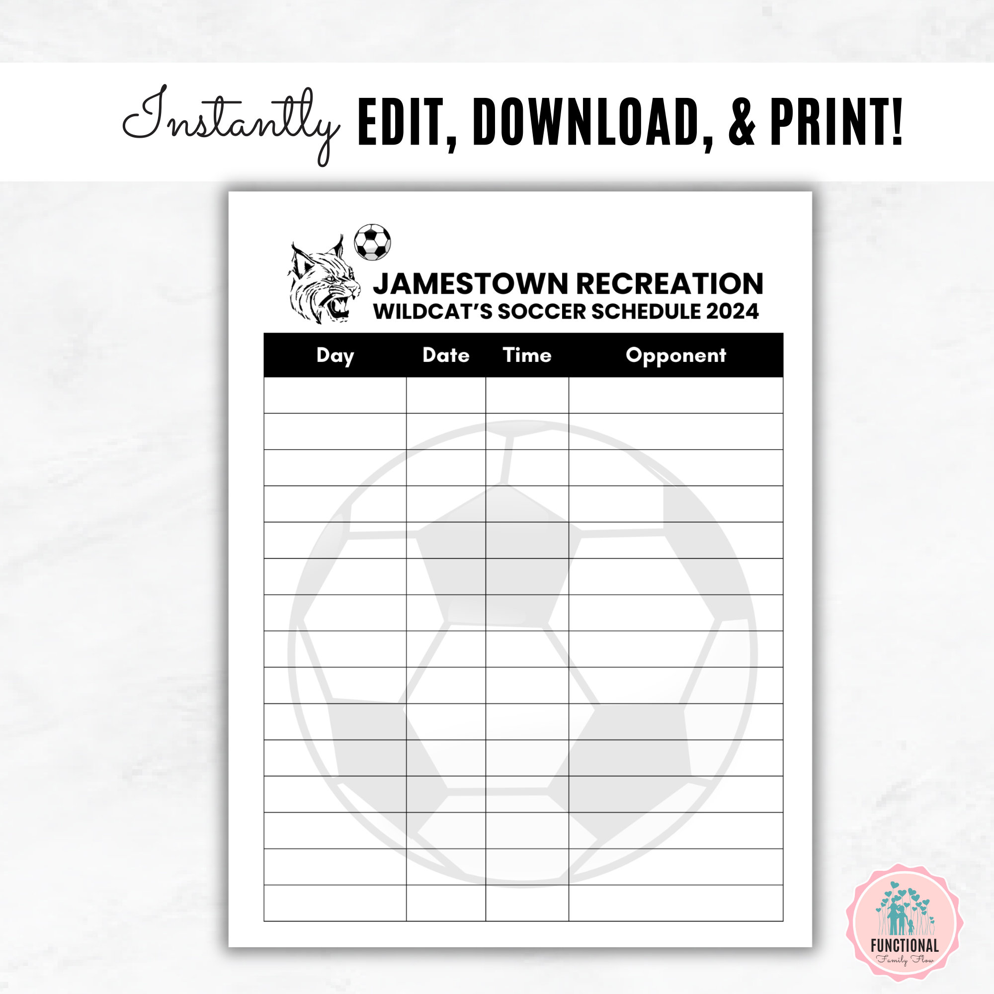 Soccer Schedule Template Editable Soccer Game Calendar Printable Soccer  Games and Practice Planner - Etsy