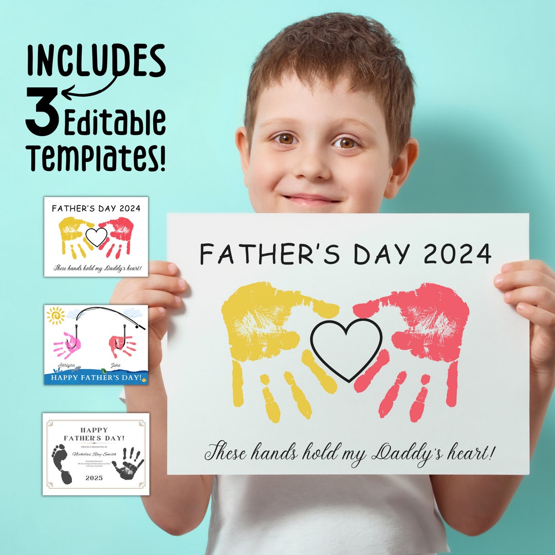 Vaderdagcadeau | Fijne Vaderdag handafdrukkunst | Prijs voor beste vader |  Handafdruk voetafdruk knutselen voor kinderen Cadeau aan papa - Etsy België, image size:1080x1080