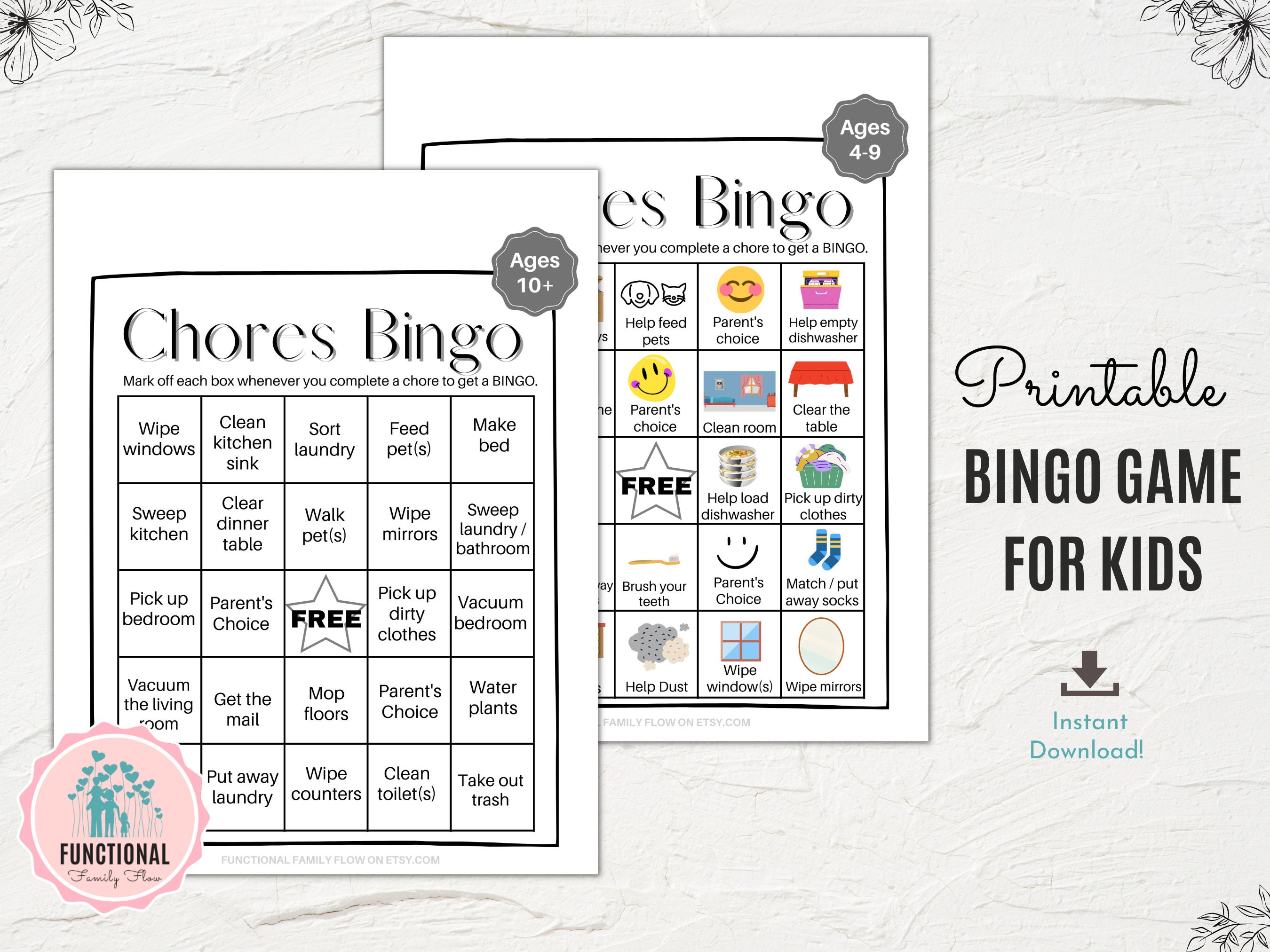 Chores Bingo Game Chores Chart Bingo Fun Printable Kids - Etsy Australia
